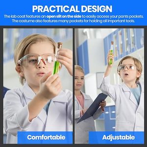 Doctor's White Labor kittel Kostüm für Mädchen und Jungen 3/4 Länge Leichter Labor kittel Dress up America Labor kittel für Kinder - Product Image 6