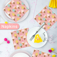 Serviettes de table 3 plis jetables sur le thème de l'été personnalisées en vente de gros Serviettes de table en papier imprimé pour les fêtes de nourriture et de mariage