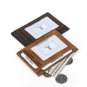 Tarjetero de Cuero Genuino Crazy Horse Personalizado con Bloqueo RFID, Minimalista para Hombre - Product Image 5