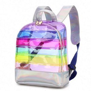 Sac à dos transparent en PVC holographique arc-en-ciel élégant pour femme - Product Image 2