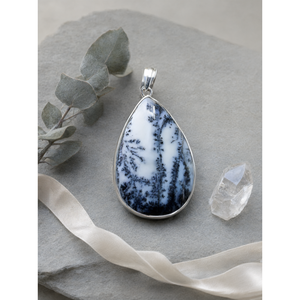 Pendentif en Agate Dendritique, Argent Sterling 925 - Bijoux en cristal/pierre précieuse pour la fête des Mères - Product Image 3