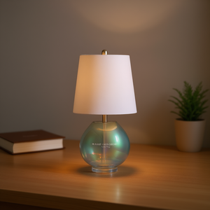 Lámpara de mesa moderna de cristal iridiscente DB Ranier con pantalla LED de 4100K para dormitorios y estudios - Product Image 2