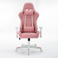 Fauteuil de Gaming Exécutif Traditionnel Rose à Dossier Haut, en Cuir, avec Massage 4D Rafraîchissant, Appuie-tête et Soutien Lombaire Convertibles, Pivotant, pour Chambre