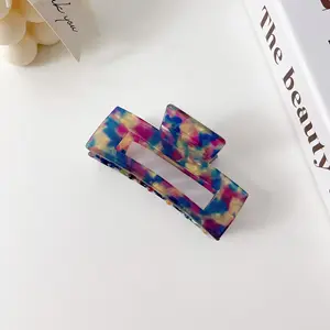 Hot Bán Tùy Chỉnh Biểu Tượng Của Bạn Kích Thước Floral Square Tortoiseshell Sinh Thái Thân Thiện Acetate Claw Clips Đối Với Phụ Nữ Dày Tóc