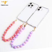 Bracelet de poignet en or véritable détachable et flexible avec porte-clés à perles pour iPhone 17 Pro Max