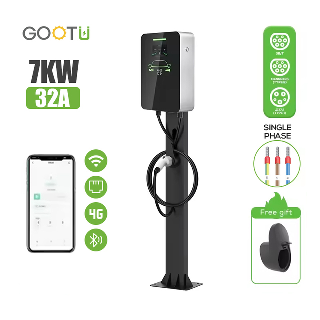 EVSE EV Charger Case 7kw 32A Type 2 AC EU Standard OCPP 1.6 Public Wifi or 4G MID Meter Ev Charging Pile Commercial