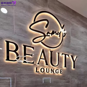 Insegna in Acciaio Inox Nero Opaco Retroilluminata per Salone di Bellezza, Targa con Logo LED Retroilluminato, Decorazione Murale per Estetisti e Spa - Product Image 2