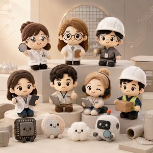 Bambola di Peluche Personalizzata a Tema Professionale, Personaggio Imbottito da Operaio, Scienziato, Ingegnere, Operatore - Product Image 1