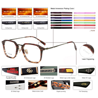 Montures de lunettes rétro personnalisées avec logo d'usine, montures optiques en titane, montures en acétate pour hommes et femmes