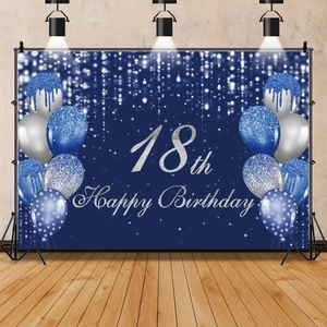 Fondo de fiesta de cumpleaños de 18 años de edad, globo de purpurina De Oro Negro, niños y niñas, 18 cumpleaños, Bar Mitzvah, Fondo de fotografía - Product Image 2
