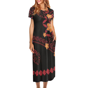 Vestido Maxi Personalizado para <span class=keywords><strong>Mujer</strong></span>, Estilo Vintage, Formal, Dulce, Casual, Verano, Otoño, Primavera, Elegante, Polinesio, Hawaiano, Tribal, Tatuaje, Tropical, Floral - Product Image 4
