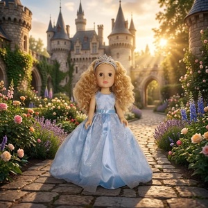 Poupée fille premium de 18 pouces, entièrement en vinyle, peau blanche, cheveux blonds bouclés, <span class=keywords><strong>princesse</strong></span> en robe bleue <span class=keywords><strong>Cendrillon</strong></span>, cadeau pour enfants - Product Image 2
