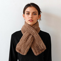 Erwachsenen-Nerzfell-Strickschal Mittellang Gerade 90cm Schal für Damen Winter Verdickt Warm Kreuzförmiger Nackenwärmer Vielseitig Kombinierbar Hochwertig