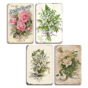 Letrero Metálico Vintage con Diseño de Rosas, Decoración de Rosas Escocesas y Lirios del Valle para el Hogar, Cocina, Arte de Pared, Placa Botánica Retro - Product Image 1