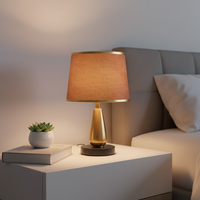 Lampe de table en forme de champignon de style nordique Tyson, abat-jour en verre original, lampe de table créative, base en métal, lampe de lecture LED pour chambre d'enfant