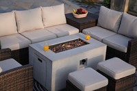 Ensemble de canapé rectangulaire en rotin PE en osier pour foyer de table à gaz de patio de fête en plein air pour cour parc ferme