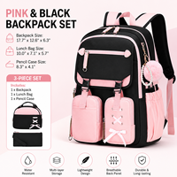 Ensemble de sac à dos scolaire personnalisé 3 pièces avec sac à lunch, trousse à crayons, grande capacité, multi-poches, résistant à l'eau, pour filles