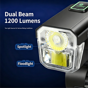 Lampe de vélo à double LED 200M haute luminosité rechargeable étanche IP65 pour cyclisme extérieur avec projecteur et éclairage large - Product Image 5