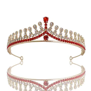 Sfilata di diademi colorati Para Noivas Couronne da sposa da 16cm diadema da sposa per diademi da donna in lega