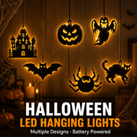 Guirlande lumineuse LED Citrouille et Fantôme d'Halloween - Piles incluses, indice de protection IP44, ambiance effrayante, décoration de chambre idéale, accents suspendus