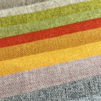 Tissu d'ameublement léger en polyester 100 % aspect lin, respirant, enduit PA, teint en fil, certifié OEKO-TEX, faible MOQ, en stock, pas cher