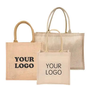 Customizable Eco-Friendly Jute Tote <b>Bag</b> Reusable Plain Natural <b>Burlap</b> Shopping <b>Bag</b> with Letter Pattern - Product Image 2