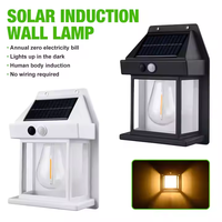Lampu Dinding Taman Tenaga Surya Sensor Gerak Cerdas IP65 Tahan Air Lampu Induksi Tungsten Jarak Deteksi 5-7M Sudut Pancaran 180 3500K