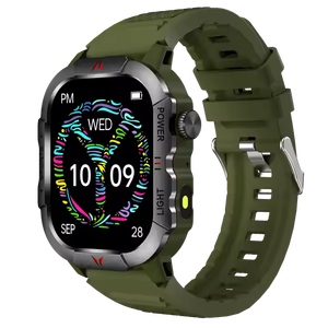 X31 Người Đàn Ông Của 1.85 Inch IPS Màn Hình Cảm Ứng Thông Minh Đồng Hồ IP68 Không Thấm Nước Gồ Ghề Tập Thể Dục Tracker La Bàn Cao Su Đồng Hồ Báo Thức Hình Vuông - Product Image 3