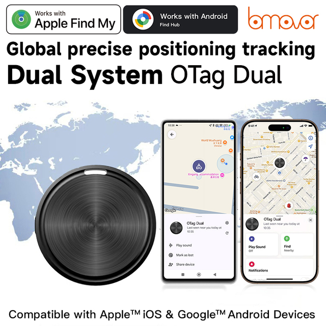 OEM Mini Key Finder GPS Navigation & Lighting Compatible with for Find My and Google Find Hub Dual System for Tracker