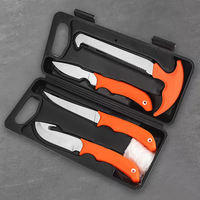 Ensemble de couteaux de chasse d'extérieur en acier inoxydable avec boîte en plastique pour couper la viande, couteau de chasse à lame fixe en gros pour chasseurs