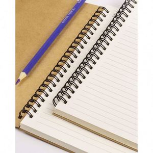 Custom Spiral Bound Leather Cover A5 100 Sheets Thick Kraft Paper Organizer/<b>Planner</b> <b>Journal</b> Notebooks for Writing - Product Image 4