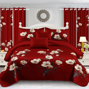 Parure <span class=keywords><strong>de</strong></span> <span class=keywords><strong>lit</strong></span> à motif floral style africain personnalisée kaki <span class=keywords><strong>pour</strong></span> <span class=keywords><strong>lit</strong></span> king/queen 6 pièces en polyester, ensemble <span class=keywords><strong>de</strong></span> couvre-<span class=keywords><strong>lit</strong></span> et rideaux <span class=keywords><strong>pour</strong></span> mariage - Product Image 4