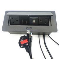 UK Power Outlet Table Pop up Power Box-Boîte de connexion de prise multimédia amortie de bureau de conférence avec double port USB et USB-C