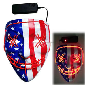 Masker kawat El bendera Amerika LED topeng menyala mode untuk hari indliontin topeng Festival 4 Juli - Product Image 4