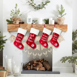 <strong>Christmas</strong> <strong>Dog</strong> <strong>Stockings</strong> Red Velvet Eco-Friendly American Traditional Soft Paw Embroidery Pet Lovers' Gift <strong>for</strong> Fireplace Mantle - Product Image 5