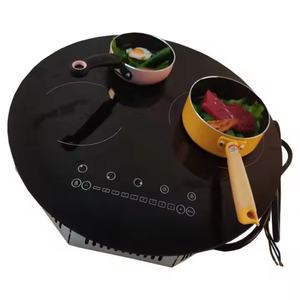 Table de cuisson à induction à trois brûleurs avec plaque en verre ronde, cuisinière à induction électrique écoénergétique - Product Image 3