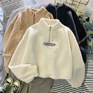 <span class=keywords><strong>Sweat</strong></span> <span class=keywords><strong>à</strong></span> <span class=keywords><strong>capuche</strong></span> polaire d'hiver pour <span class=keywords><strong>femme</strong></span>, brodé, demi-zip, épaules tombantes, <span class=keywords><strong>chaud</strong></span> - Product Image 3