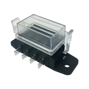 Transparent Screwed Cover Fuse Box 4 Way ATO ATC Blade Type Brass Connector Fuse Holder Block for Car