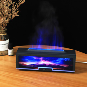 Difusor de aroma con luz de llama simulada de chimenea, humidificador de 0.5L con conexión USB para uso en el hogar y la oficina, con función de temporizador. - Product Image 3