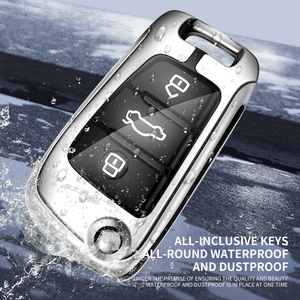 Étui de protection pour <span class=keywords><strong>clé</strong></span> de voiture en métal et cuir pour <span class=keywords><strong>Audi</strong></span> A1 <span class=keywords><strong>A3</strong></span> A4 A5 A6 A7 Q3 Q5 S6 B6 B7 B8 C6 <span class=keywords><strong>8P</strong></span> 8V 8L TT RS, accessoires personnalisés avec logo de voiture - Product Image 5
