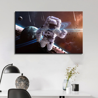 Impression d'art encadrée sur le thème de l'espace, dessin animé, aquarelle, peinture murale de planète, peinture sur toile à thème cosmique, vaisseau spatial, astronaute, enfants