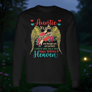 T-shirt a maniche lunghe commemorativa per la festa di compleanno della nonna in paradiso per la famiglia - Product Image 3
