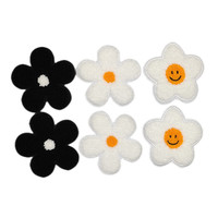 Fabricant de serviettes à Double couche brodées, patchs de lettres Chenille en Stock, fleurs blanches, patchs de broderie