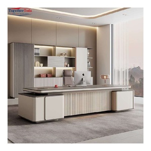Bureau de direction rectangulaire avec construction en panneaux haute densité, finition peinture lisse et rangement latéral - Product Image 2