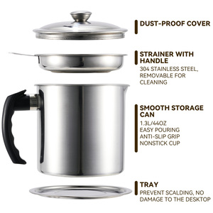 Stainless Steel Beverage <b>Container</b> with Fine Mesh Strainer & Cover 1-2L Capacity Dishwasher Safe Party Use - Product Image 4