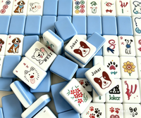 Tuiles de Mahjong Américain, lot de 160, en acrylique double couche, motif chien et chat, gravées, modèle de référence, personnalisation OEM/ODM