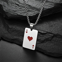 Collier de poker noir A et rouge A pendentif hip hop bijoux en alliage mode hommes chaîne