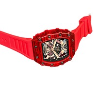 Reloj de Pulsera de Cuarzo para Hombre, Diseño de Barril, Moderno y de Lujo, Esqueleto Transparente, Correa de Silicona, Diseño Único, Luminoso e Impermeable