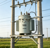 Transformateur de distribution monophasé monté sur poteau, 100 kVA, immergé dans l'huile, 480 V, 110 V/220 V, 50 Hz, D11