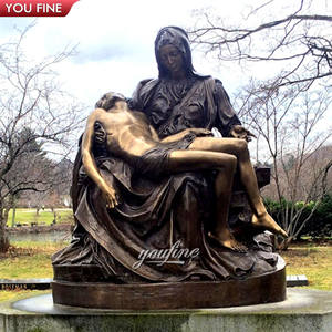 Famosas Estatuas Religiosas Católicas de María Cristo, Pietà con Escudo, Escultura de Bronce - Product Image 3